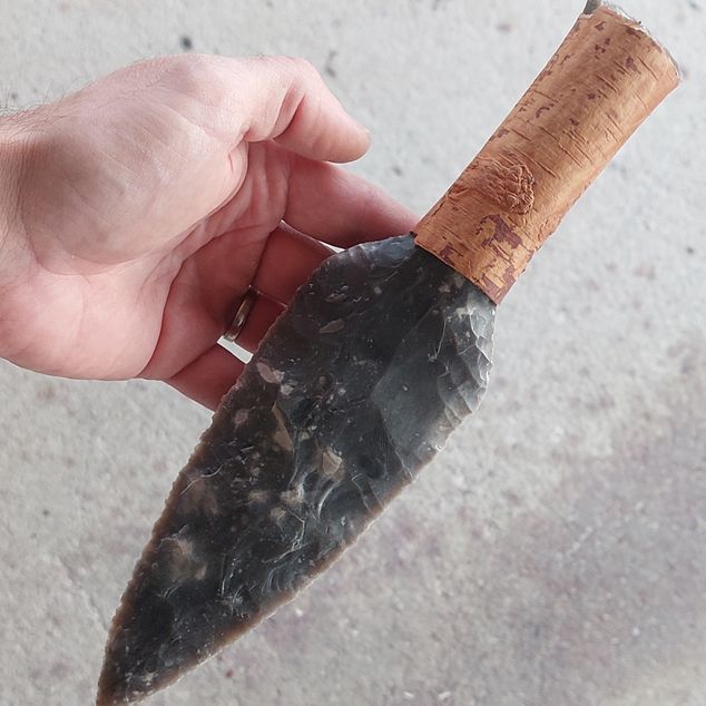 Pazourkový nůž – Severská dýka - rukojeť s březovou kůrou – obrázek 5 z 8