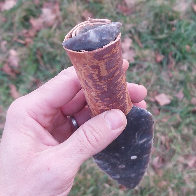 Pazourkový nůž – Severská dýka - rukojeť s březovou kůrou – obrázek 6 z 8
