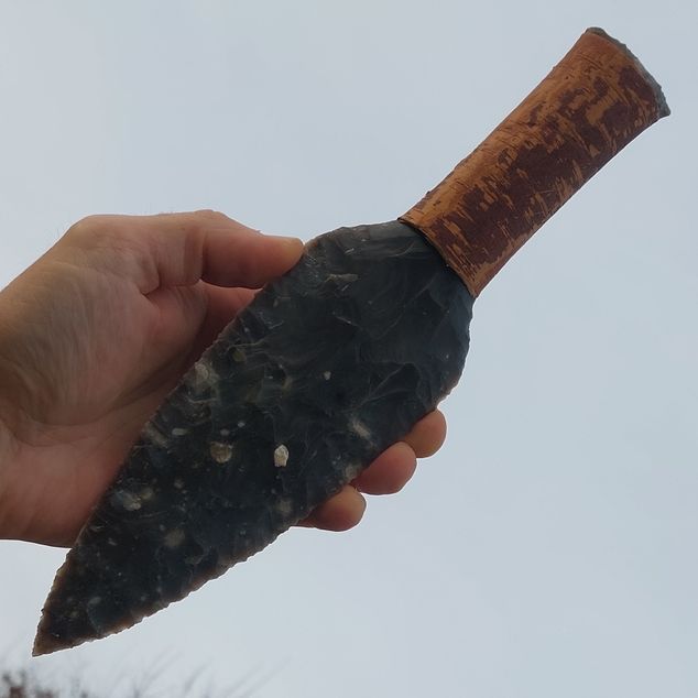 Pazourkový nůž – Severská dýka - rukojeť s březovou kůrou – obrázek 2 z 8